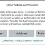 Screenshot von Cookie Consent Einstellungen
