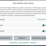 Screenshot der Cookie Consent Einstellungen