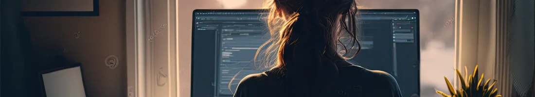 Eine Person arbeitet konzentriert an einem großen Bildschirm im Homeoffice, im Hintergrund fällt warmes Sonnenlicht durchs Fenster; ruhige Arbeitsatmosphäre, die verdeutlicht, wie wichtig Fokus, gutes Arbeitsumfeld und persönliche Prioritäten bei der Jobwahl sind.